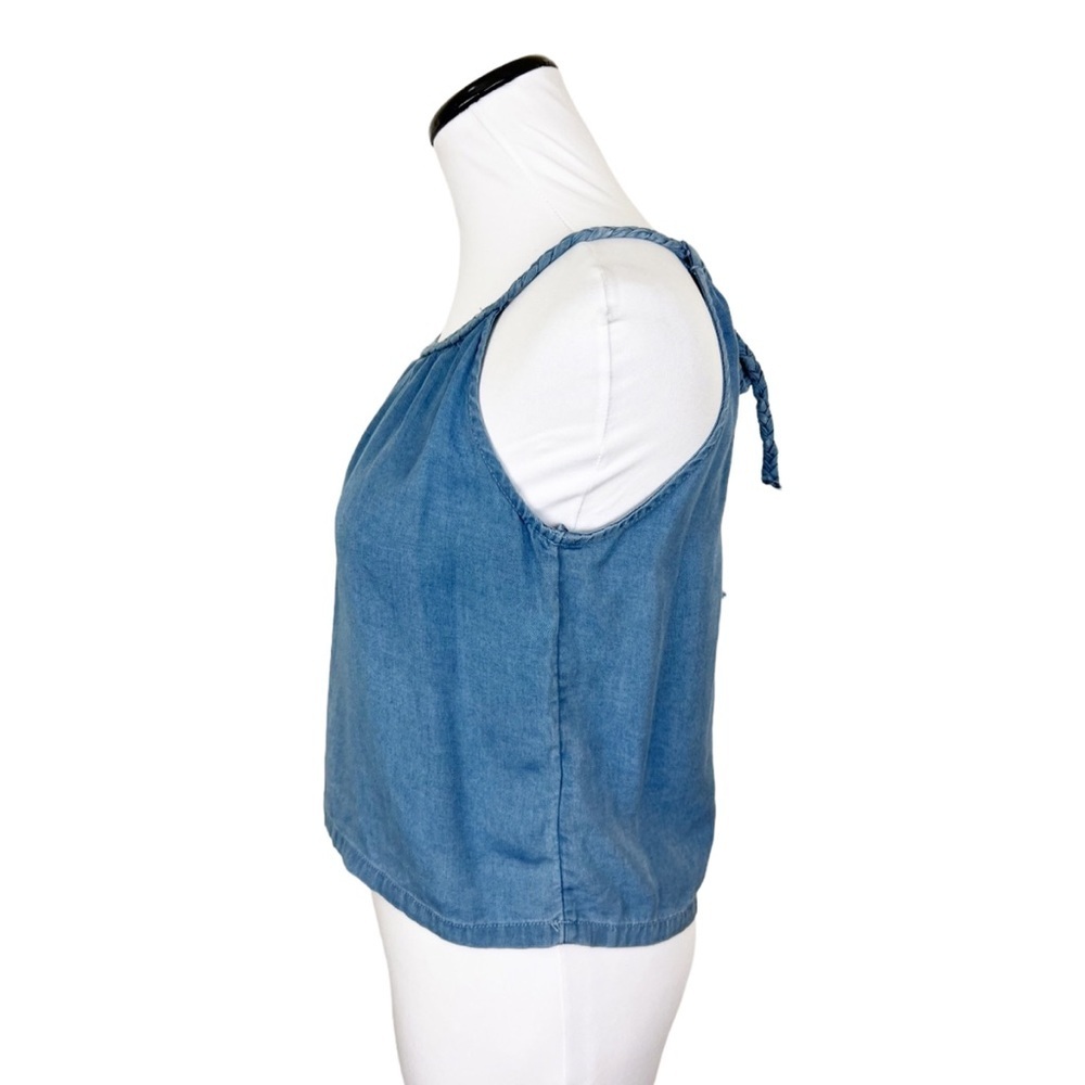 NWT Joie Chambray Braided Tie Sleeveless Crop Tank Top Blue Size XS - Picture 3 of 7